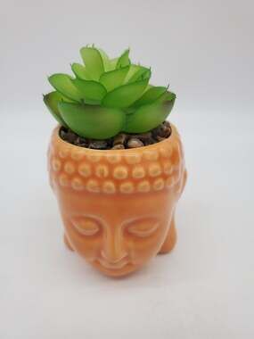 Buddha Head with Plant Top Figurine - 5"